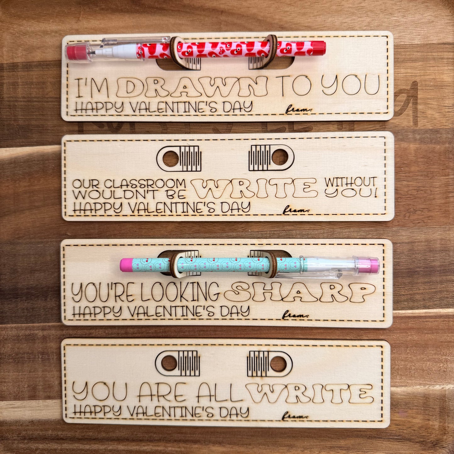 Pencil Valentine Holders – Classroom Valentine Cards