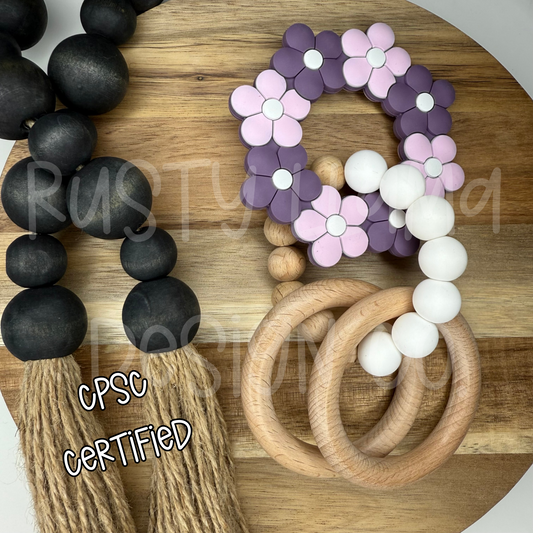 Purple Perfection Floral Rattle