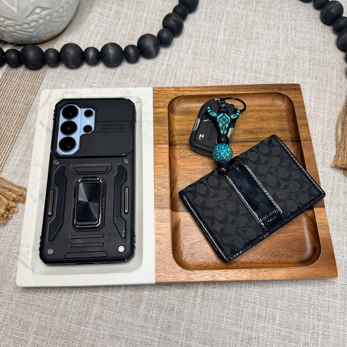 Marble & Wood Valet Tray