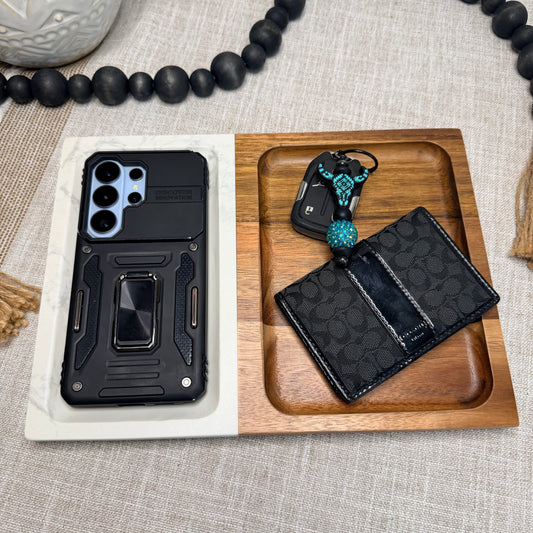Marble & Wood Valet Tray