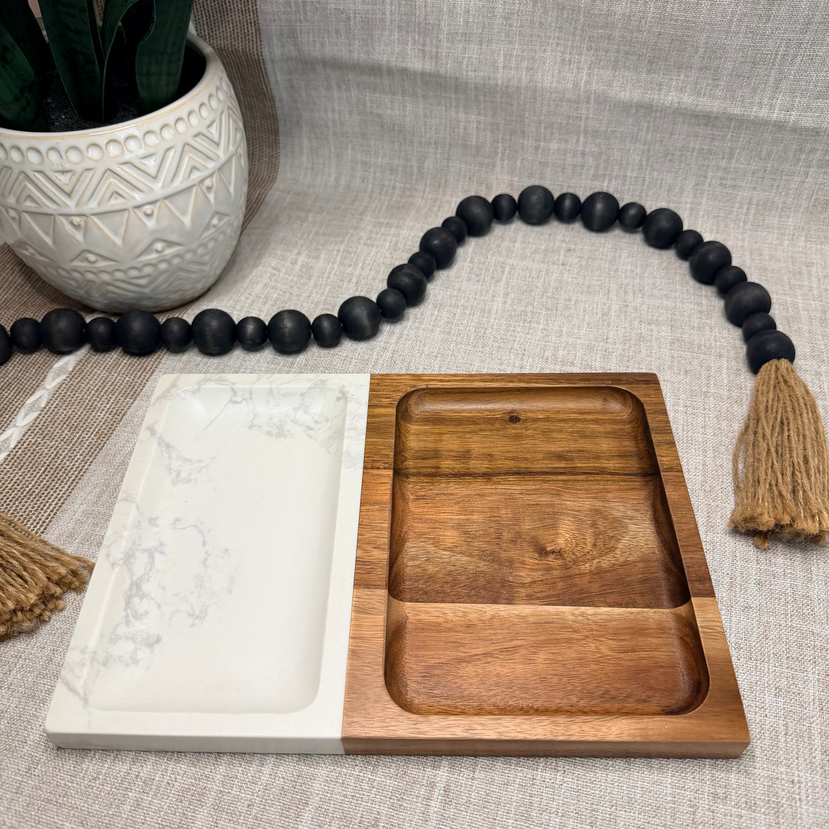 Marble & Wood Valet Tray