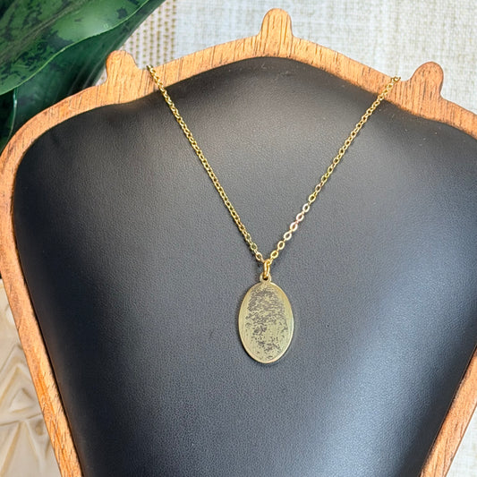 Fingerprint Oval Pendant Necklace