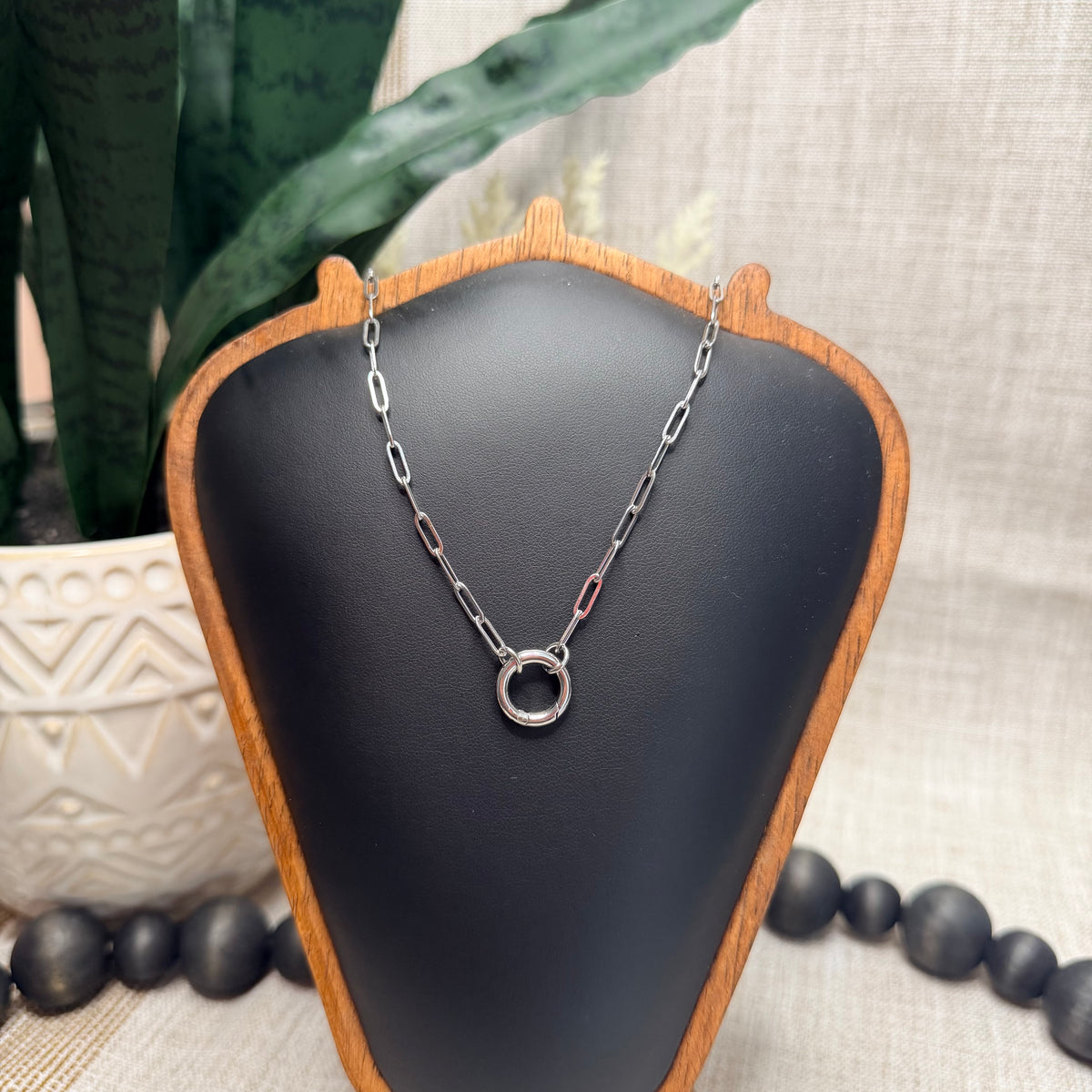 Charm Holder Paperclip Chain Necklace