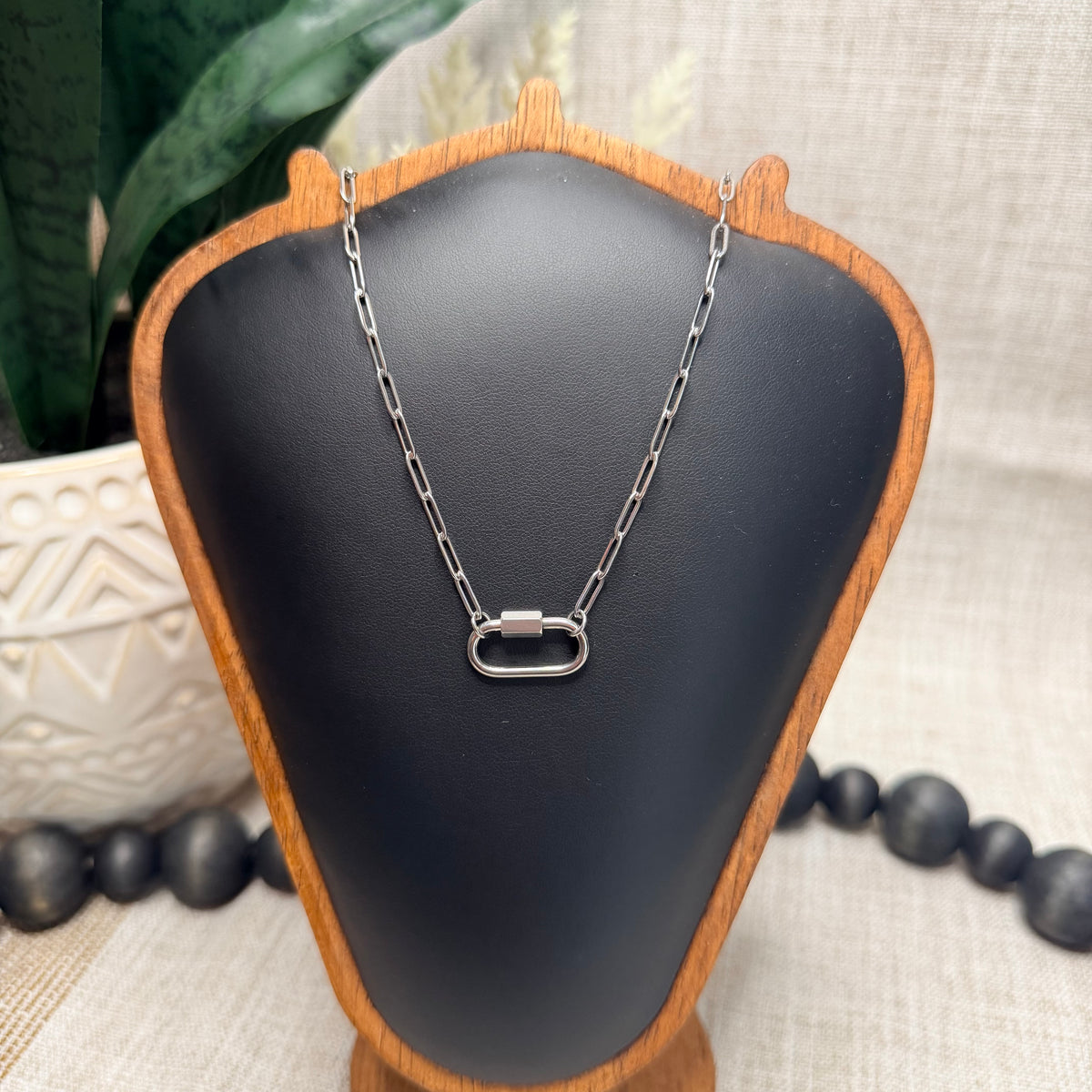 Oval Carabiner Paperclip Chain Necklace