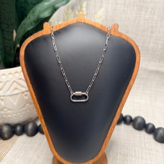 Oval Carabiner Paperclip Chain Necklace