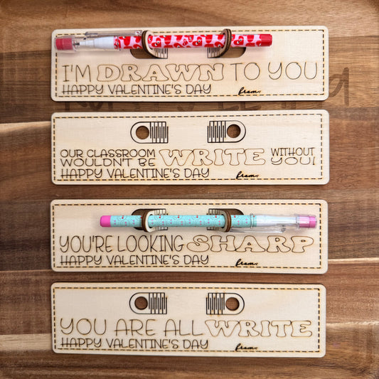 Pencil Valentine Holders – Classroom Valentine Cards