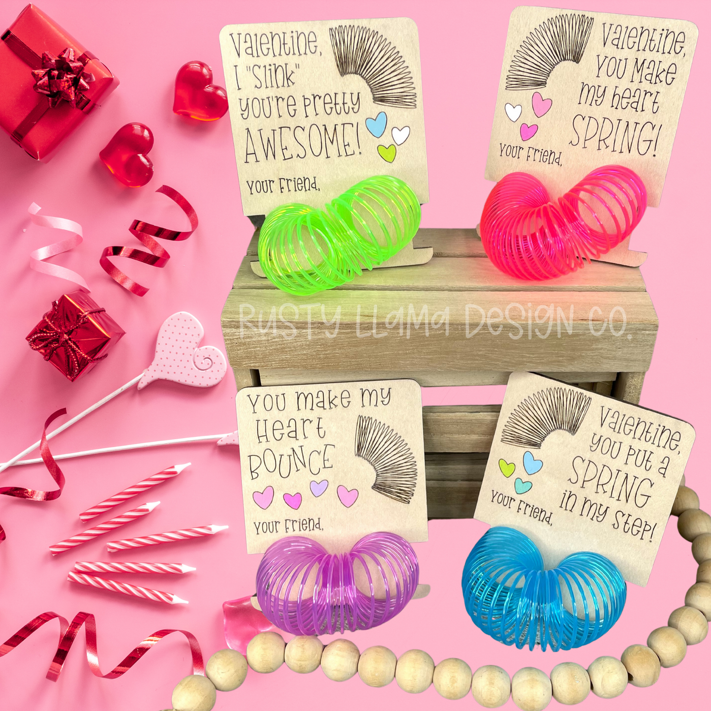 Slinky Valentine Holders – Springy Valentine Cards