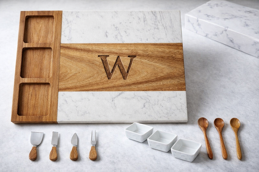 Marble Charcuterie Board - 11 Piece Set