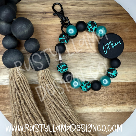 Let Them Keychain Wristlet (Turquoise)