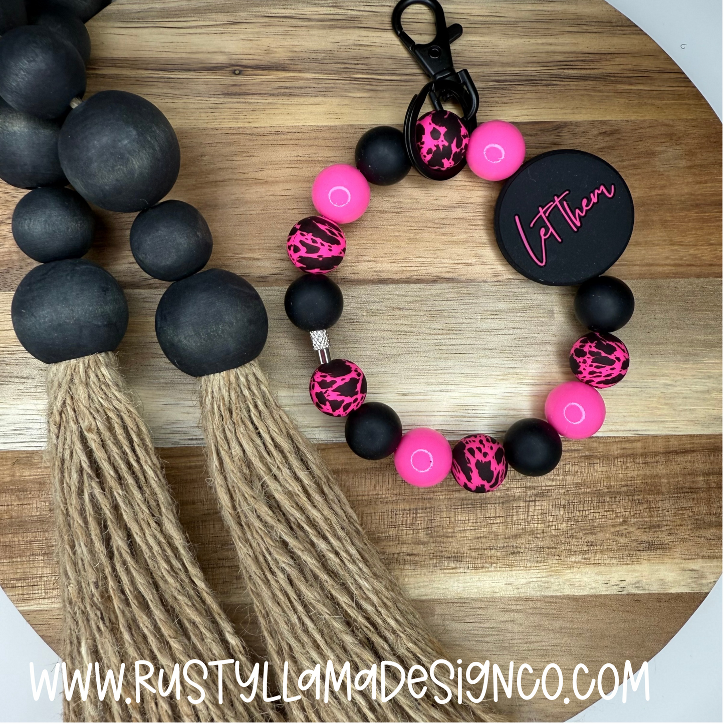 Let Them Keychain Wristlet (Hot Pink)