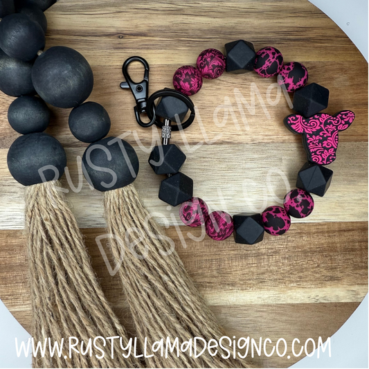 Midnight Rose Keychain Wristlet